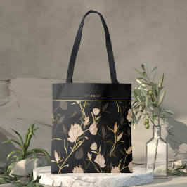 Bolsa Tote Padrão Floral Preto Elegante Stylish Feminino Tend