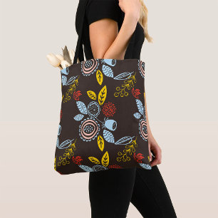 Bolsa Tote Padrão Floral Retro