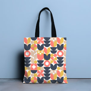 Bolsa Tote Padrão Floral Retro Moderno