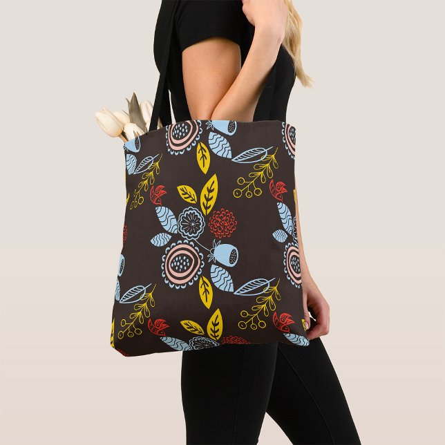 Bolsa Tote Padrão Floral Retroativo (Criador carregado)