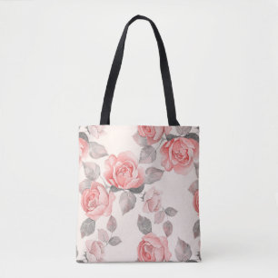 Bolsa Tote Padrão floral romântico 8