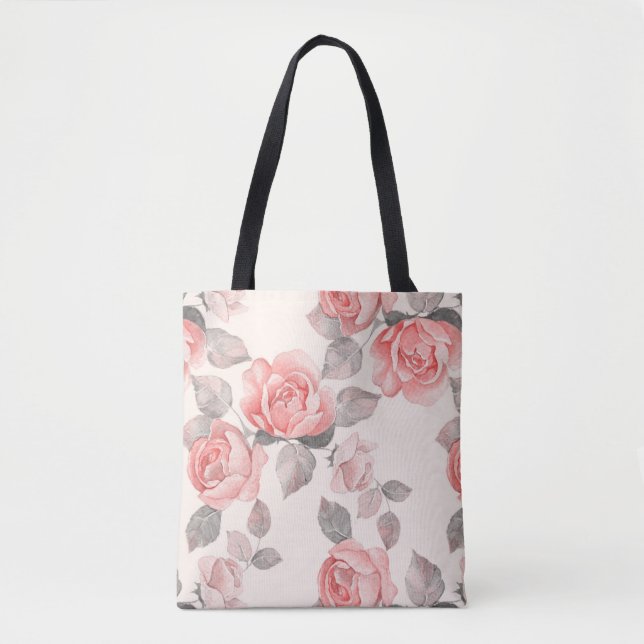 Bolsa Tote Padrão floral romântico 8 (Frente)