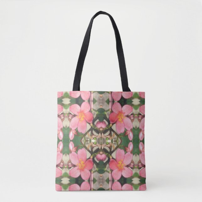 Bolsa Tote Padrão Floral Rosa (Frente)