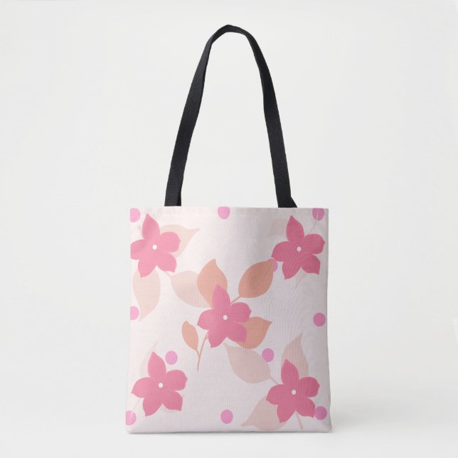 Bolsa Tote Padrão Floral Rosa (Frente)