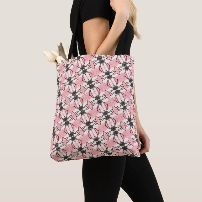 Bolsa Tote Padrão floral rosa (Close Up)