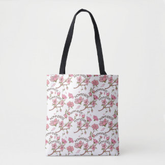 Bolsa Tote Padrão Floral Rosa de Flor de Cerejeira Momfulness