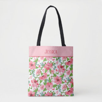 Bolsa Tote Padrão Floral Rosa Feminino