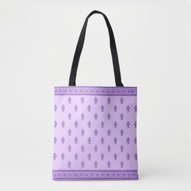 Bolsa Tote Padrão Floral Roxo (Frente)