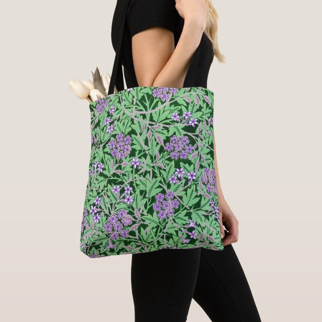 Bolsa Tote Padrão Floral Roxo Bonito (Close Up)