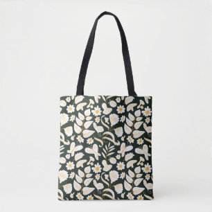 Bolsa Tote Padrão floral sem costura com borboletas e inseto