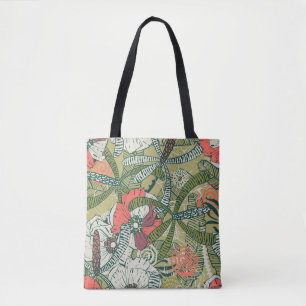 Bolsa Tote Padrão floral sem costura com plantas bonitinhas.