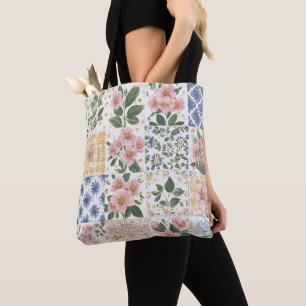 Bolsa Tote Padrão Floral Sem Costura de Primavera