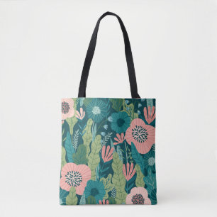 Bolsa Tote Padrão floral sem costura, decoração interior