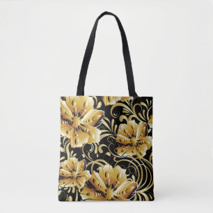 Bolsa Tote Padrão floral sem soldadura. Papel de parede 3d fl