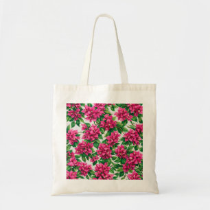Bolsa Tote Padrão Floral Tropical de Bougainvillea Rosa em Aq