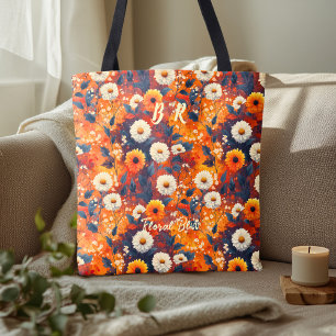 Bolsa Tote Padrão Floral Vermelho Ousado – Botânica de Margar