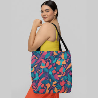 Bolsa Tote Padrão floral vibrante