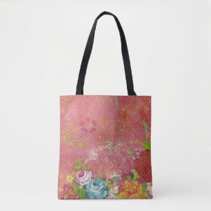 Bolsa Tote padrão floral vintage