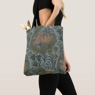 Bolsa Tote Padrão Floral Vitoriano Antigo Terracota Sage