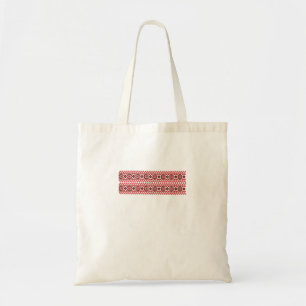 Bolsa Tote Padrão folclórico ucraniano em preto e vermelho. U