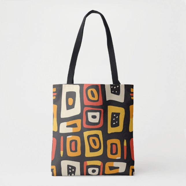 Bolsa Tote Padrão Geométrico Abstrato Africano (Frente)