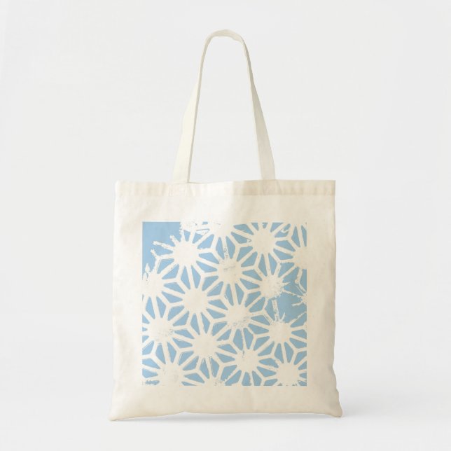 Bolsa Tote Padrão geométrico azul claro (Frente)
