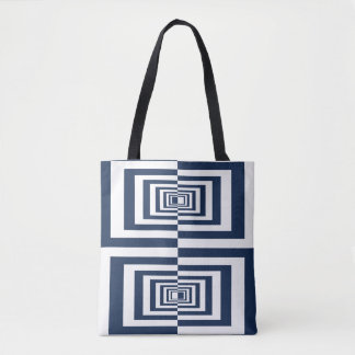Bolsa Tote Padrão Geométrico Azul Moderno