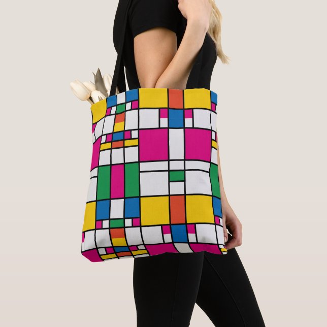 Bolsa Tote Padrão Geométrico Bauhaus (Close Up)