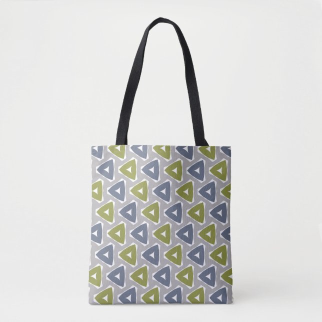 Bolsa Tote Padrão Geométrico Boho Abafado (Frente)