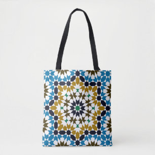 Bolsa Tote Padrão Geométrico Boho Tradicional Mosaico Marroqu