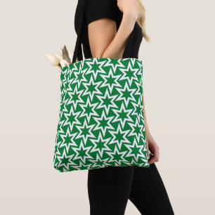 Bolsa Tote Padrão Geométrico Branco e Verde