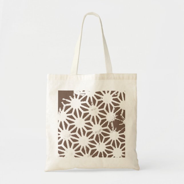 Bolsa Tote Padrão geométrico castanho e branco (Frente)