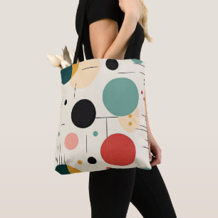 Bolsa Tote Padrão geométrico colorido de meados do século