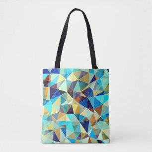 Bolsa Tote Padrão geométrico colorido, fundo triangular,