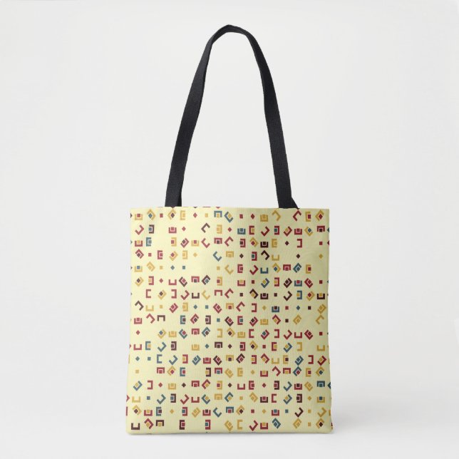 Bolsa Tote Padrão geométrico com elementos coloridos, colheit (Frente)
