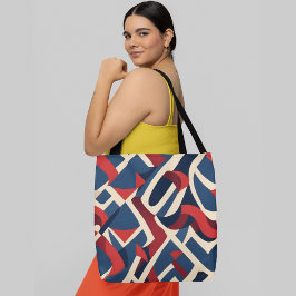 Bolsa Tote padrão geométrico de abstrato com formas sobrepost