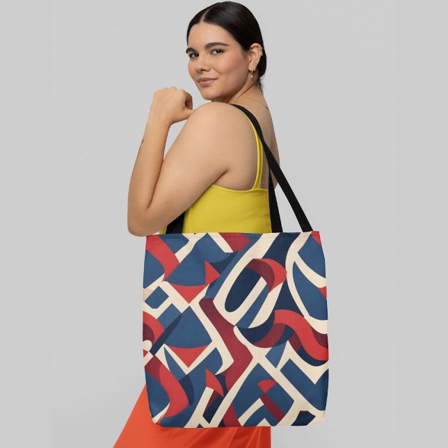 Bolsa Tote padrão geométrico de abstrato com formas sobrepost (Criador carregado)