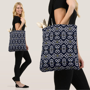 Bolsa Tote Padrão geométrico de Abstrato elegante em azul Mar