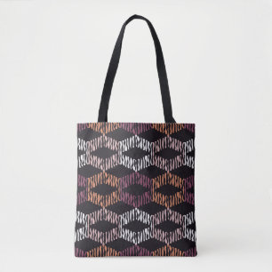 Bolsa Tote Padrão geométrico de abstrato sem costura. Fitas.