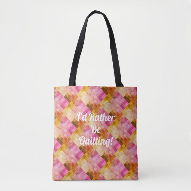 Bolsa Tote Padrão Geométrico de Aquarela Rosa Personalizado (Frente)