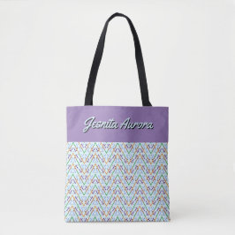 Bolsa Tote Padrão Geométrico de Chevron Zigzag Mosaico Sem Co
