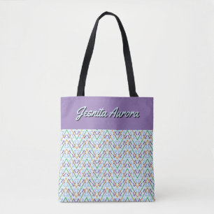 Bolsa Tote Padrão Geométrico de Chevron Zigzag Mosaico Sem Co