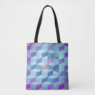 Bolsa Tote Padrão Geométrico de Cubos em Triângulos