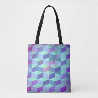 Bolsa Tote Padrão Geométrico de Cubos em Triângulos