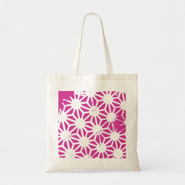 Bolsa Tote Padrão geométrico de Fuchsia (Frente)