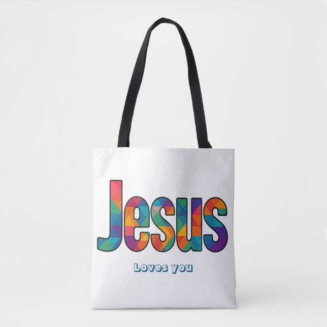 Bolsa Tote padrão geométrico de Jesus (Frente)