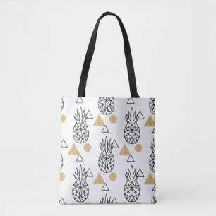 Bolsa Tote Padrão Geométrico de Pontos Dourados do Abacaxi.