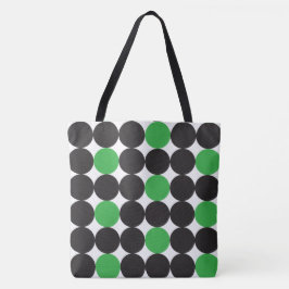 Bolsa Tote Padrão Geométrico de Pontos Pretos Verdes Negros N
