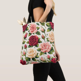 Bolsa Tote Padrão Geométrico de Rosa Fofo Rosa Vermelho Pêsse