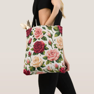 Bolsa Tote Padrão Geométrico de Rosa Fofo Rosa Vermelho Pêsse